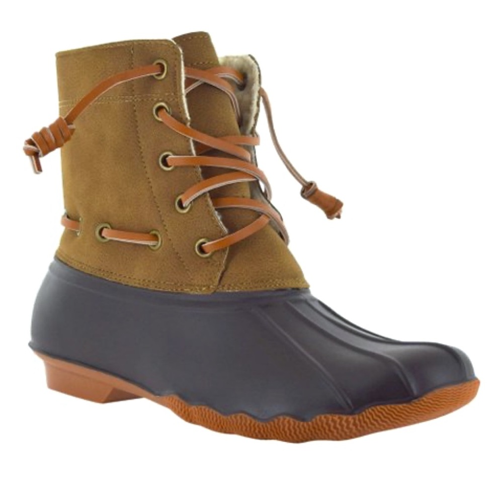 Seven7 Hollis Women’s Duck Boot Chocolate Brown Fleece Lined Rain Boot Size 10